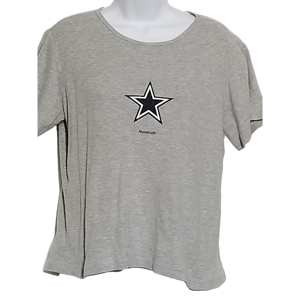 Reebok T-Shirt Juniors L Vintage 90's Dallas Cowboys Blue Cropped Glitter Star